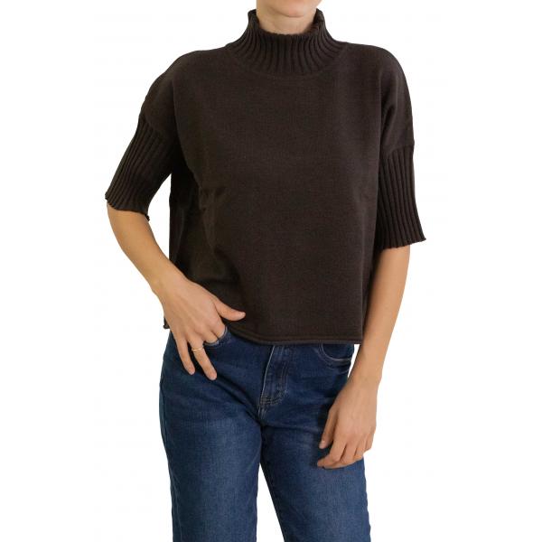 Maglione collo alto mezza manica 